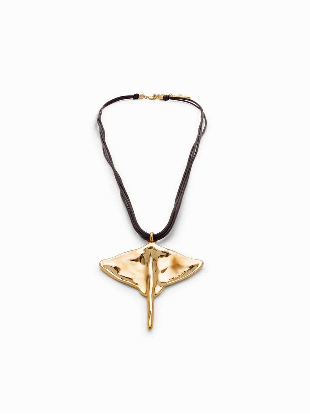 UNO de 50 Gold Stingray Pendant Necklace with Black Cord